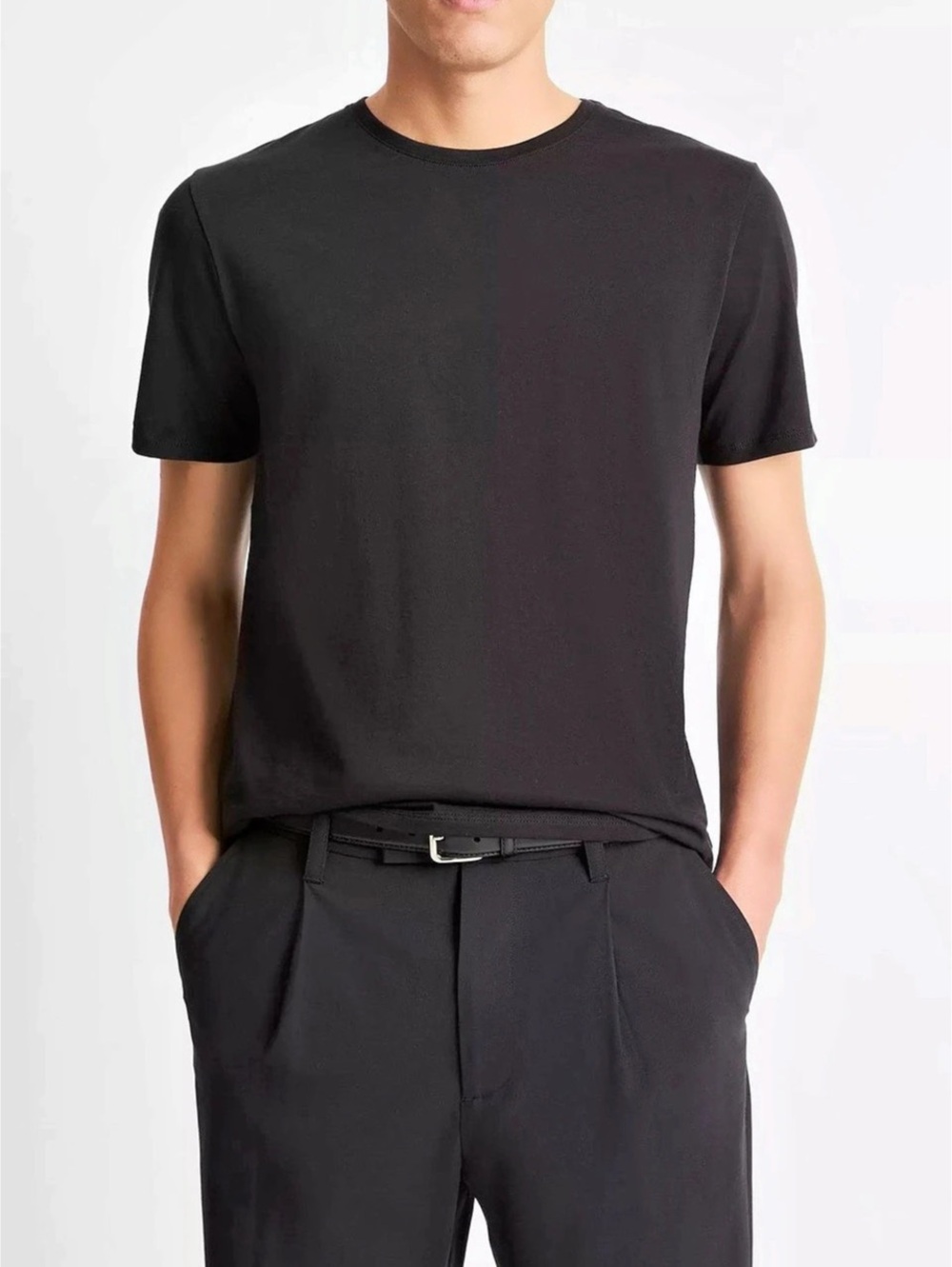Vince Essential Pima Cotton Crew Neck T-Shirt Cotton Tee in Black Size Large